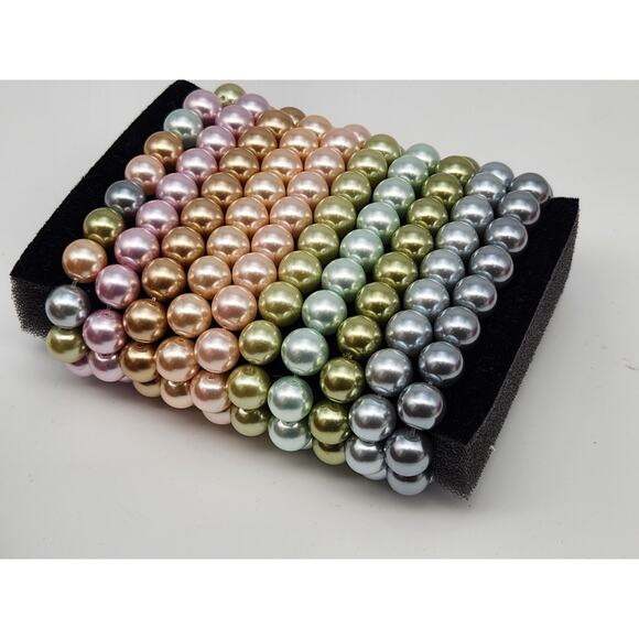 KJL Kenneth Jay Lane faux Pearl Bracelets Multi Color Set of 10 - Picture 5 of 16